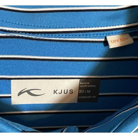Kjus Shirt Men's M Blue Striped‎ Soren Golf Polo UPF Performance Stretch Comfort - Picture 2 of 11